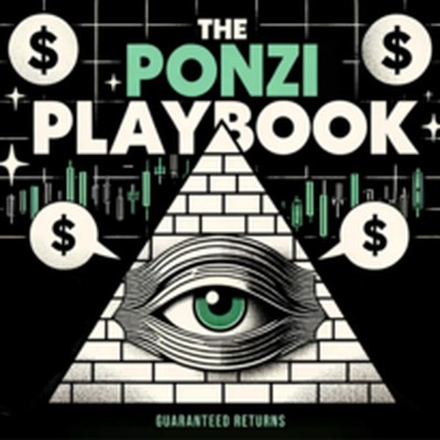 The Ponzi Playbook cover art: a pyramid with an all-seeing eye, surrounded by dollar signs